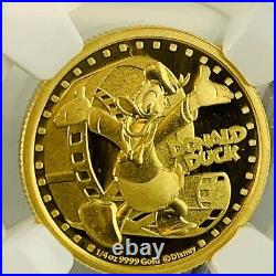 2014 Donald Duck 1/4oz Gold Ngc Pr70 Ultra Cameodisney Charactersniue $25 Coin