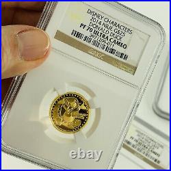 2014 Donald Duck 1/4oz Gold Ngc Pr70 Ultra Cameodisney Charactersniue $25 Coin