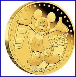 2014 Niue $25 1/4 Oz. 999 Fine Gold Proof Coin Disney World Land Mickey Mouse