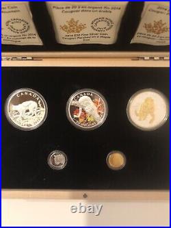 2014 Platinum/Gold 1/10th Oz And Silver 1 Oz Cougar 5 Coin Set