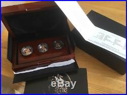 2014 Royal Mint Uk Gold Proof Sovereign Collection 3 Coin Set Coa