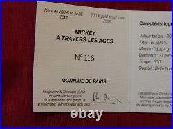 2016 1 oz Proof French Gold Mickey Mouse Through the Ages Coin (Box & COA)