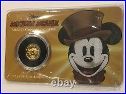 2016 Disney Mickey Mouse Christmas Carol. 5 Gram Gold Niue $2.5 Proof Coin