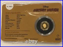 2016 Disney Mickey Mouse Christmas Carol. 5 Gram Gold Niue $2.5 Proof Coin