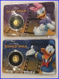 2016 Gold Disney Donald & Daisy Duck. 5 Gram X 2 = 1 Gram Niue $2.5 Proof Coins
