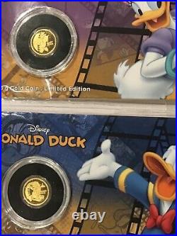 2016 Gold Disney Donald & Daisy Duck. 5 Gram X 2 = 1 Gram Niue $2.5 Proof Coins