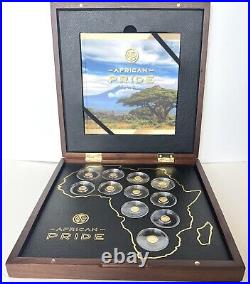 2017 African Pride 11 Gold Proof Coin Collection Wild Nature In Wooden Box