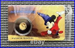 2017 Gold Disney Mickey Mouse Fantasia. 5 Gram Niue Proof Coin