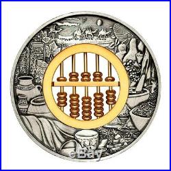 2019 $2 2oz 99.99% Silver Antiqued Coin Golden Abacus Insert SOLD OUT AT MINT