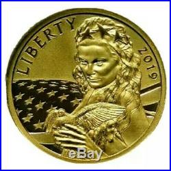 2019 Cook Islands $5 Liberty. 24 Gold 1/10 oz Collectible Historical Peace Coin
