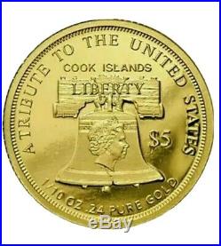 2019 Cook Islands $5 Statue of Liberty Gold Historical Proof Collectible Coin