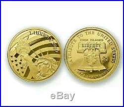 2019 Cook Islands $5 Statue of Liberty Gold Historical Proof Collectible Coin