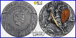 2020 2 Oz Silver $5 Niue Woman Warrior VALKYRIE PCGS MS70 Gold Shield Coin