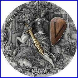 2020 2 Oz Silver $5 Niue Woman Warrior VALKYRIE PCGS MS70 Gold Shield Coin