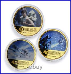 2020 COOK IS. 50c STAR WARS 40th ANNIV ESB SET OF 3 GOLD GILT NGC PF68 UC COIN