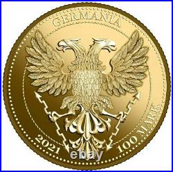 2021 1 Oz PROOF GOLD 100 Mark Germany CHESTNUT LEAF Germania Mint Series Coin