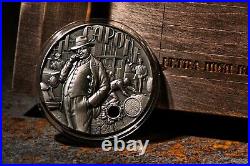 2021 2 Oz Silver $5 Niue The Gangsters AL CAPONE Antique Finish Gilded Coin