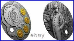 2021 2 Oz Silver $5 Niue The Gangsters AL CAPONE Antique Finish Gilded Coin