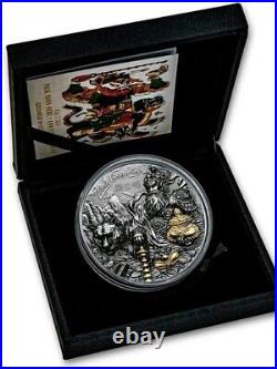 2021 3 Oz Silver $20 Cook Islands Asian Mythology ZHAO GONGMING Gilded Coin