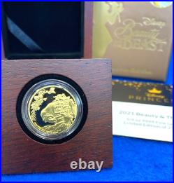 2021 Disney Beauty And The Beast 1/4 Oz Gold Proof 30th Anniversary #185/250