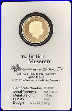 2021 Gold Solomon Islands $25 British Museum 1/4 Oz Coin Masterpiece Collection