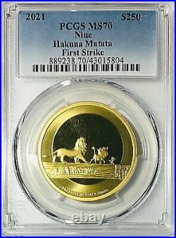 2021 Niue $250 Gold DISNEY LION KING Hakuna Matata Coin PCGS MS70 FS Pop 4