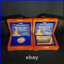 2021 Walt Disney World 50th Anniversary 24kt Gold Plated E Ticket & Mickey Coin