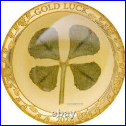 2022 1 Gram PROOF GOLD $1 Palau Ounce of Luck FOUR LEAF CLOVER Coin