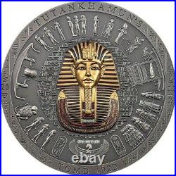 2022 3 Oz Silver $20 Archeology Symbolism TUTANKHAMUNS Antiqued Gilded Coin