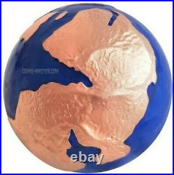2022 3 Oz Silver $5 Barbados PANGEA BLUE MARBLE Spherical Rose Gilded Coin