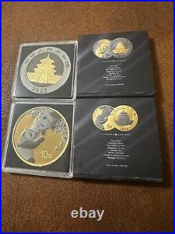 2023 Gold and Black Ruthenium China Silver Panda 10y Coin Set (2)