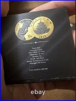 2023 Gold and Black Ruthenium China Silver Panda 10y Coin Set (2)