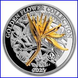 2023 Samoa 1 oz Silver Strelitzia $5 Proof Coin Golden Flower Collection