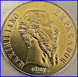 20 Pesos Mexico Gold Coin Mo 1866 Imperio Mexicano Maximiliano Read Description