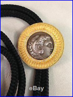 22kt Solid Gold Diamond Ruby Sumer Collection Drachma Byzantine Period Coin Bolo