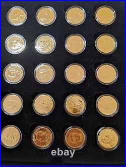 24K Gold plated US one dollar coins collection (40pcs) with certificate