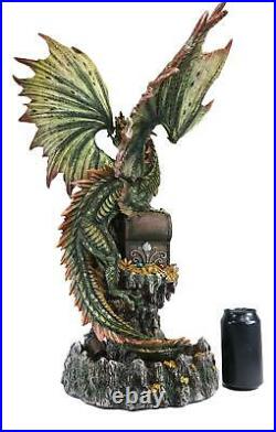 26.25 Inch Large Dragon Protecting Gold Coin Treasure Statue Figurine