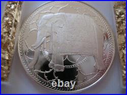 26 Grams. 925 Silver Rare Franklin Mint Proof Indian Elephant Good Luck Coin+gold