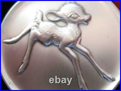 2.3 Oz Bambi Disney Kirk Collection 1974 Relief. 925 Silver Coin Very Rare +gold