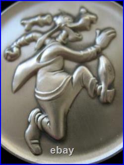 2.3 Oz Goofy Disney Kirk Collection 1974 Relief. 925 Silver Coin Very Rare +gold