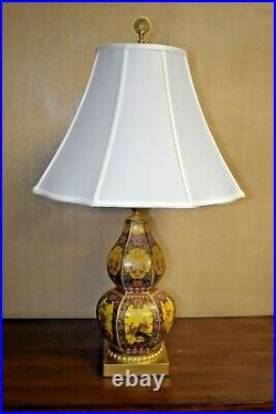 30 Very Fine Chinese Porcelain Dbl Gourd Hex Vase Table Lamp- Cloisonne Style