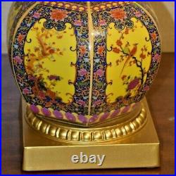 30 Very Fine Chinese Porcelain Dbl Gourd Hex Vase Table Lamp- Cloisonne Style