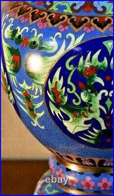 32 Chinese Cloisonne Vase Lamp Vintage Vase All New Parts Porcelain Asian