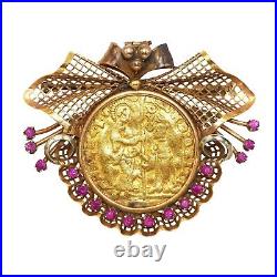 (3720) 19th century Gold, Rubies and Ancient Gold Venetian Coin