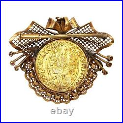 (3720) 19th century Gold, Rubies and Ancient Gold Venetian Coin