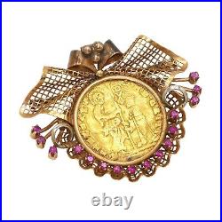 (3720) 19th century Gold, Rubies and Ancient Gold Venetian Coin