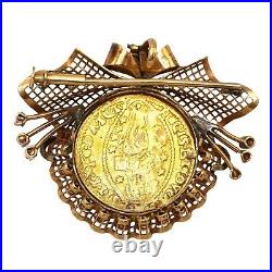 (3720) 19th century Gold, Rubies and Ancient Gold Venetian Coin