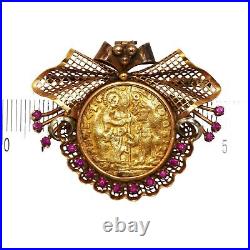 (3720) 19th century Gold, Rubies and Ancient Gold Venetian Coin