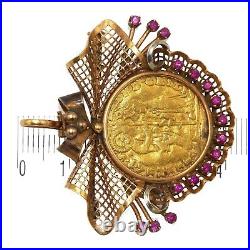 (3720) 19th century Gold, Rubies and Ancient Gold Venetian Coin