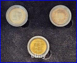 3 Coin 1887 Queen Victoria Half Gold Sovereign & Six Pence Error Coin Set withOGP